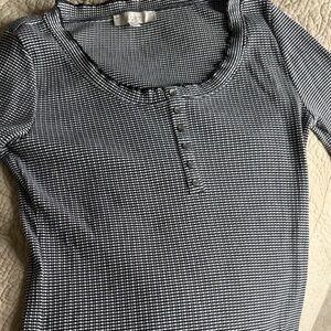 LOFT Monochrome Houndstooth Blouse